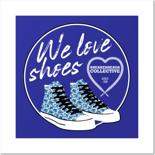 We Love Shoes Blue Posters and Art